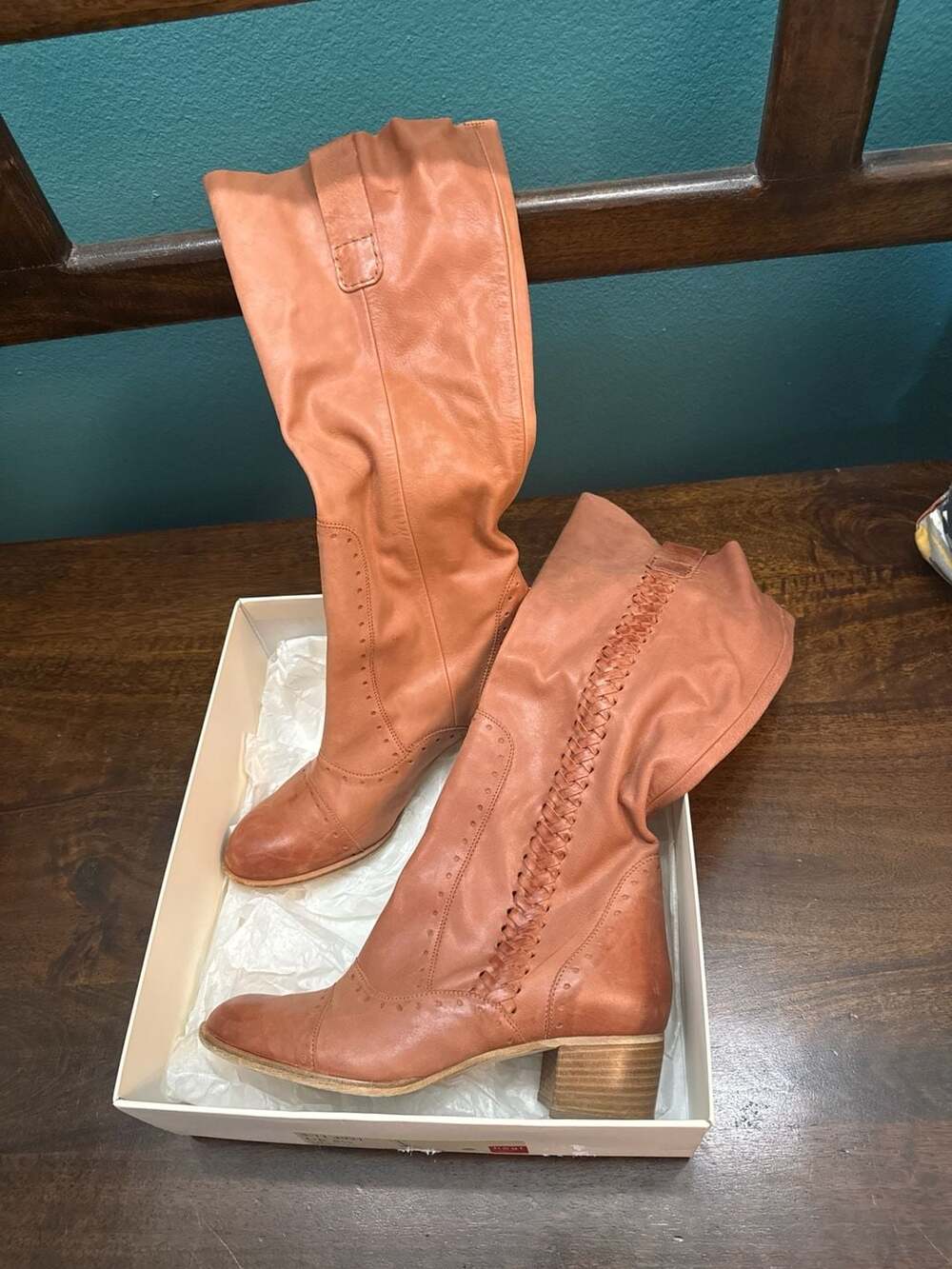 Högl Cognac Aniline Calf Leather Tall Boots UK 5.5